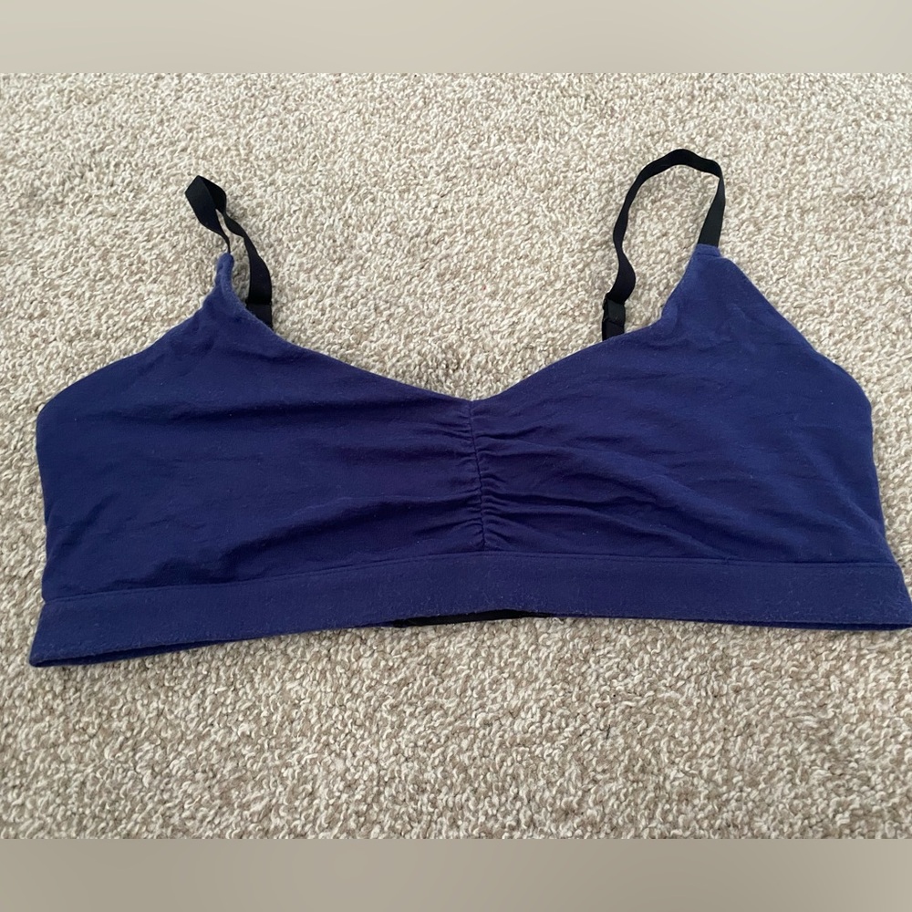 Navy Blue and Black Ruched Bralette